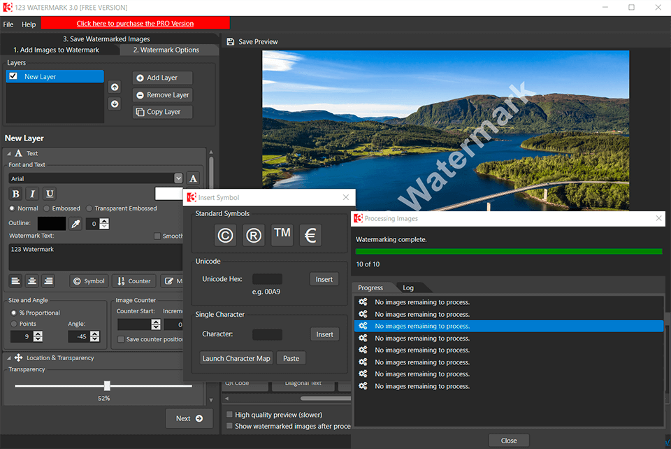 123 watermark free watermark software interface