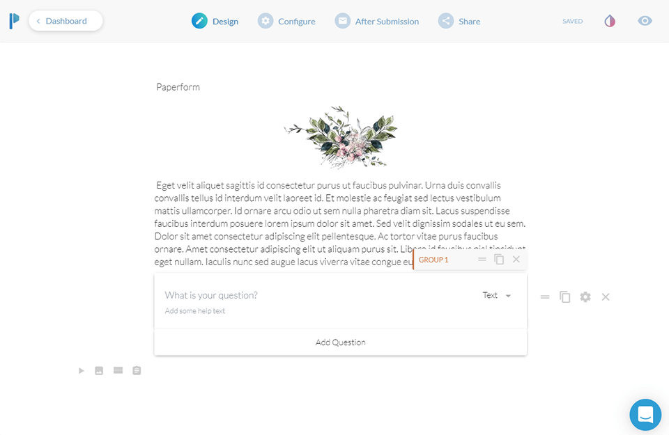 paperform online form builder interface