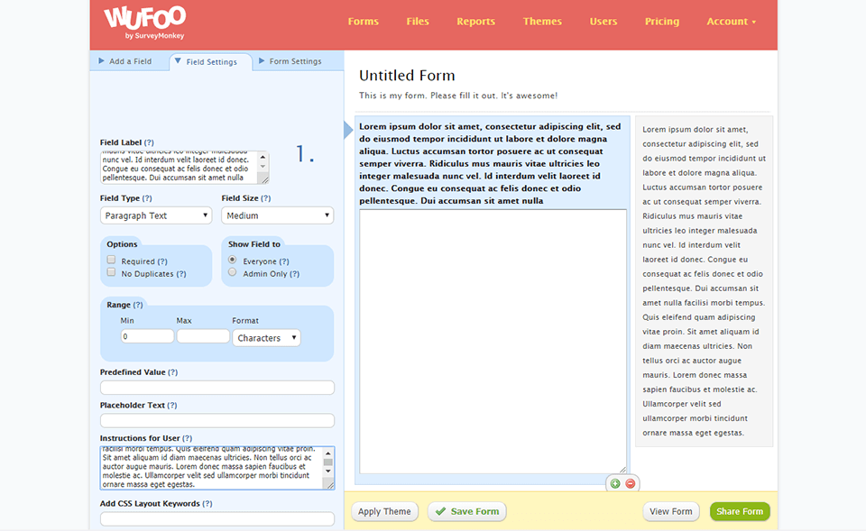 wufoo online form builder interface