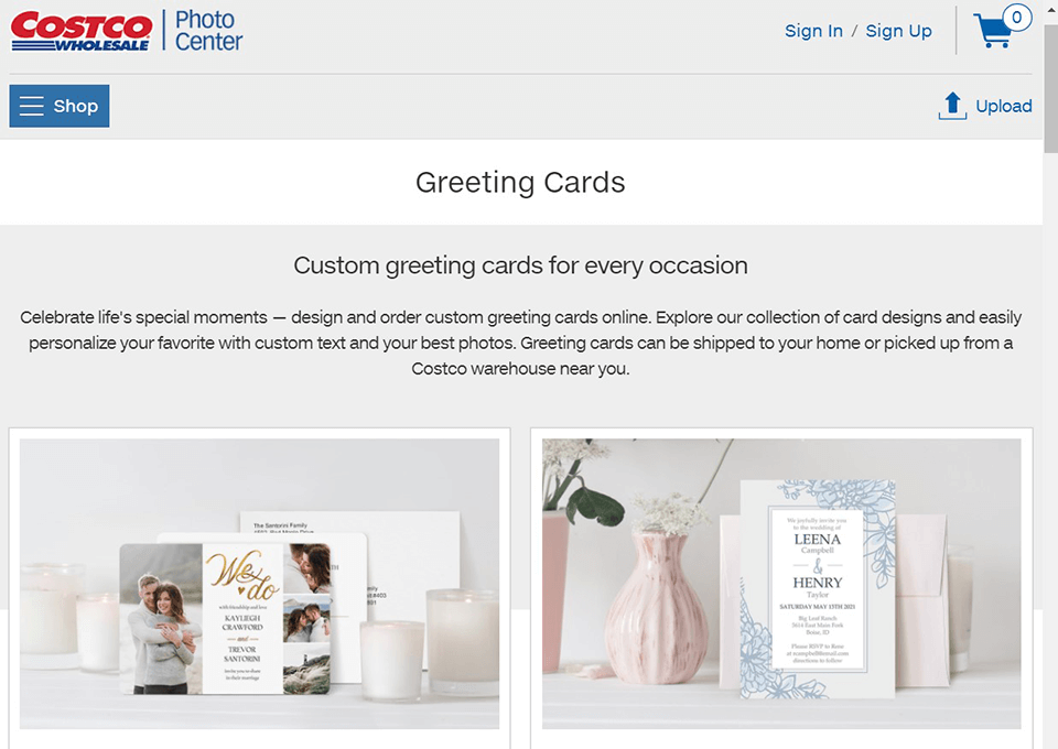 costco photo center photo cards