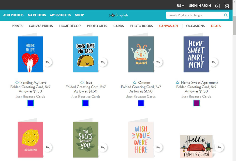 snapfish photo cards