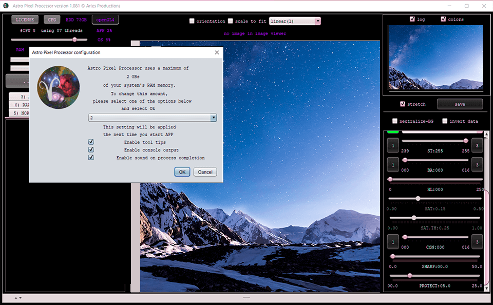astro pixel processor astrophotography software interface