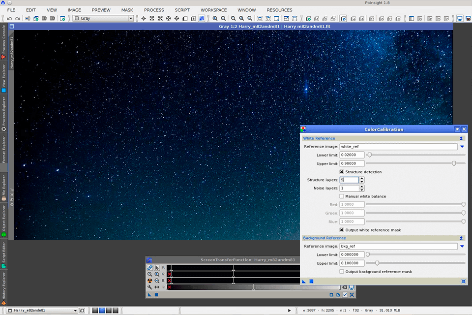 pixinsight astrophotography software interface