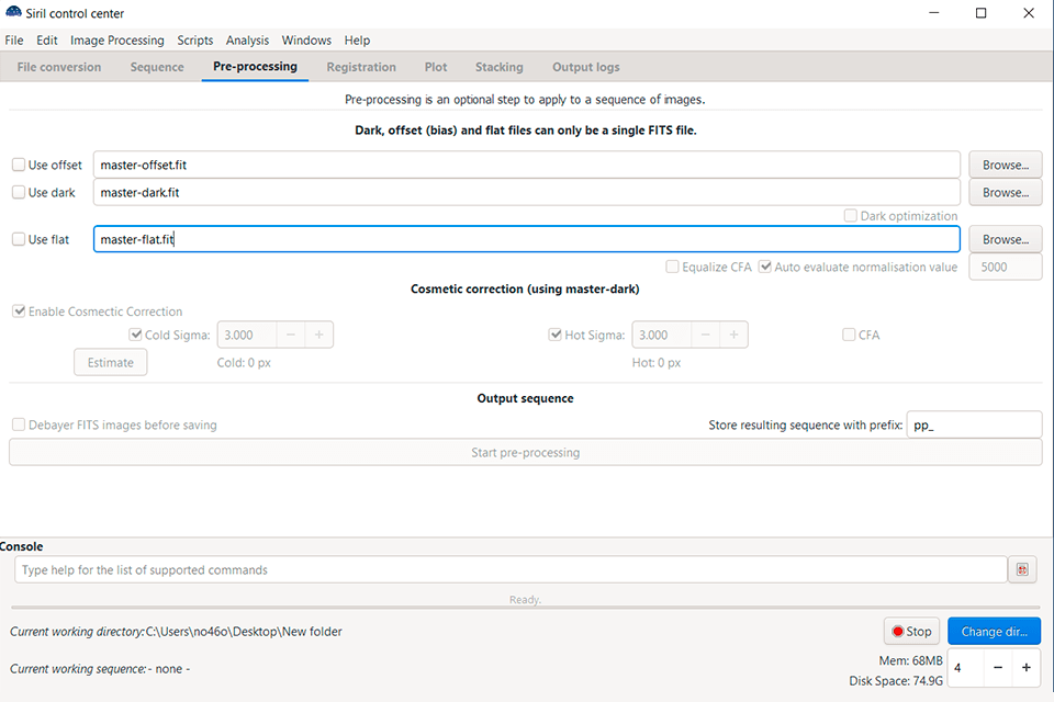 siril astrophotography software interface