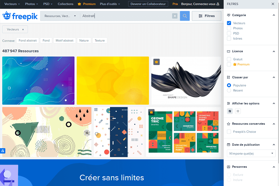 freepik meilleurs sites vectoriels gratuits interface