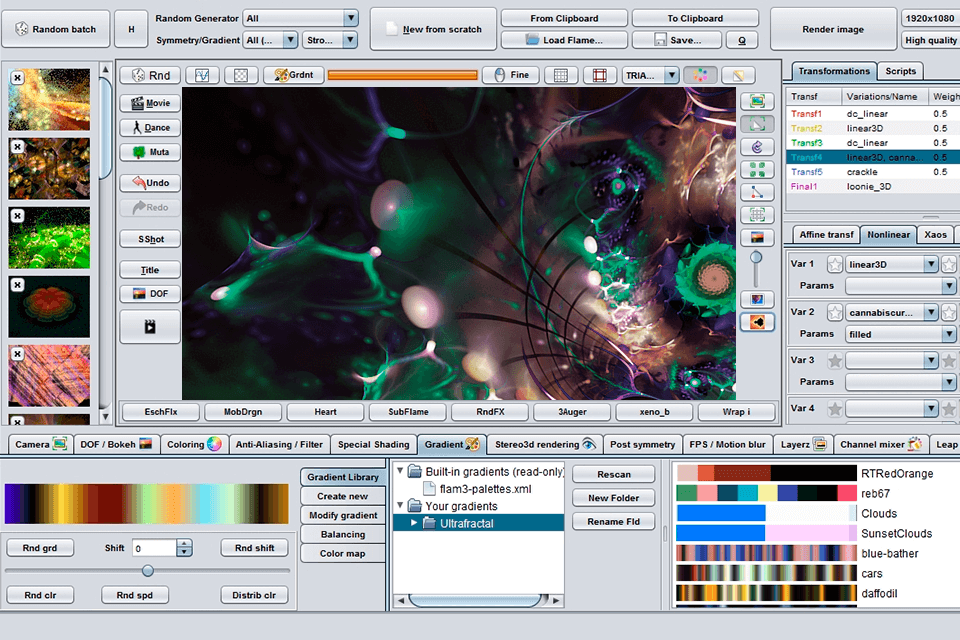 jwildfire fractal generator interface