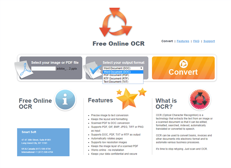 OCR على الإنترنت مجانًاinterface