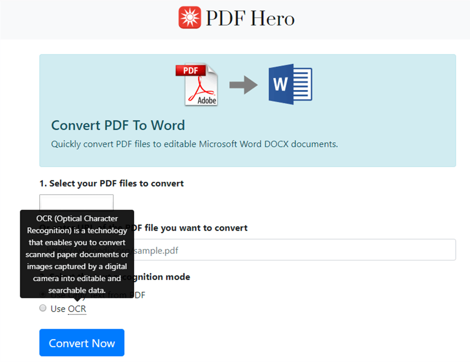 pdf hero interface