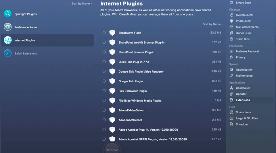 cleanmymac x modules extension and updates