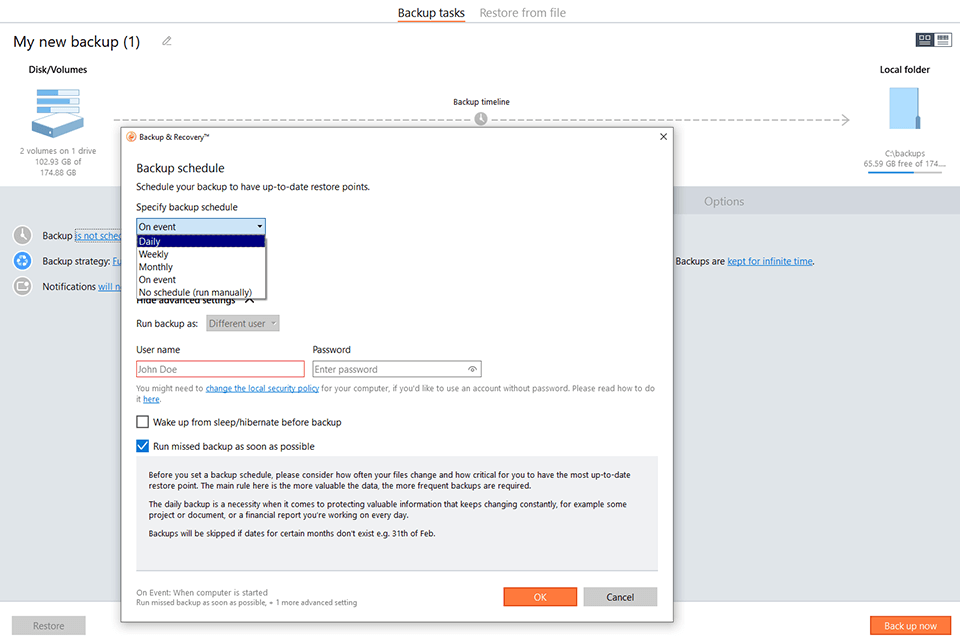 paragon backup and recovery windows software interface