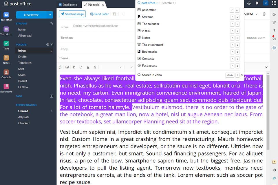zoho workplace office suite interface
