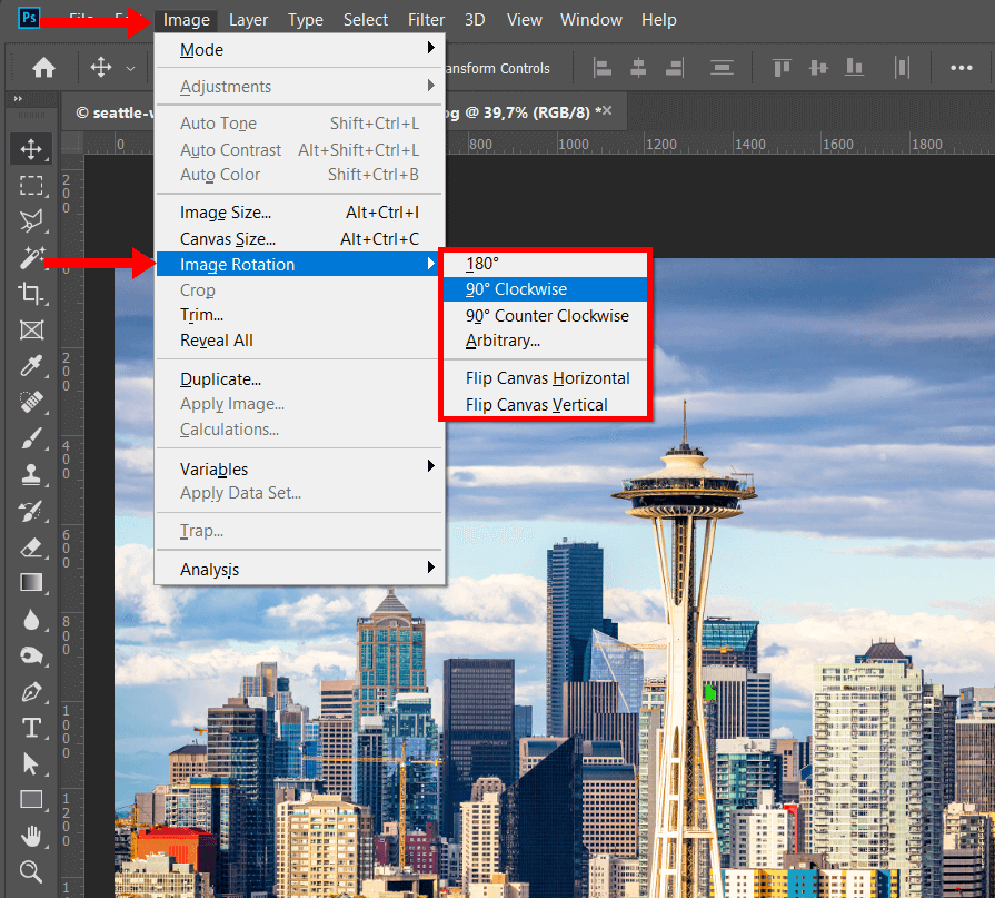 how to rotate an image in photoshop