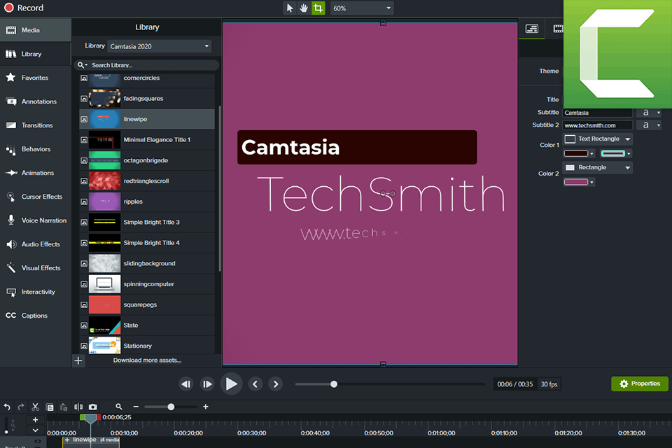 camtasia interface