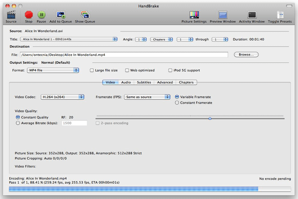handbrake dvd copy software for mac interface