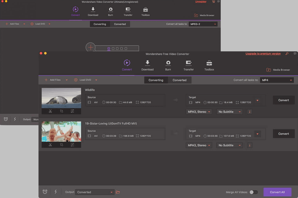 wondershare video converter dvd copy software for mac interface