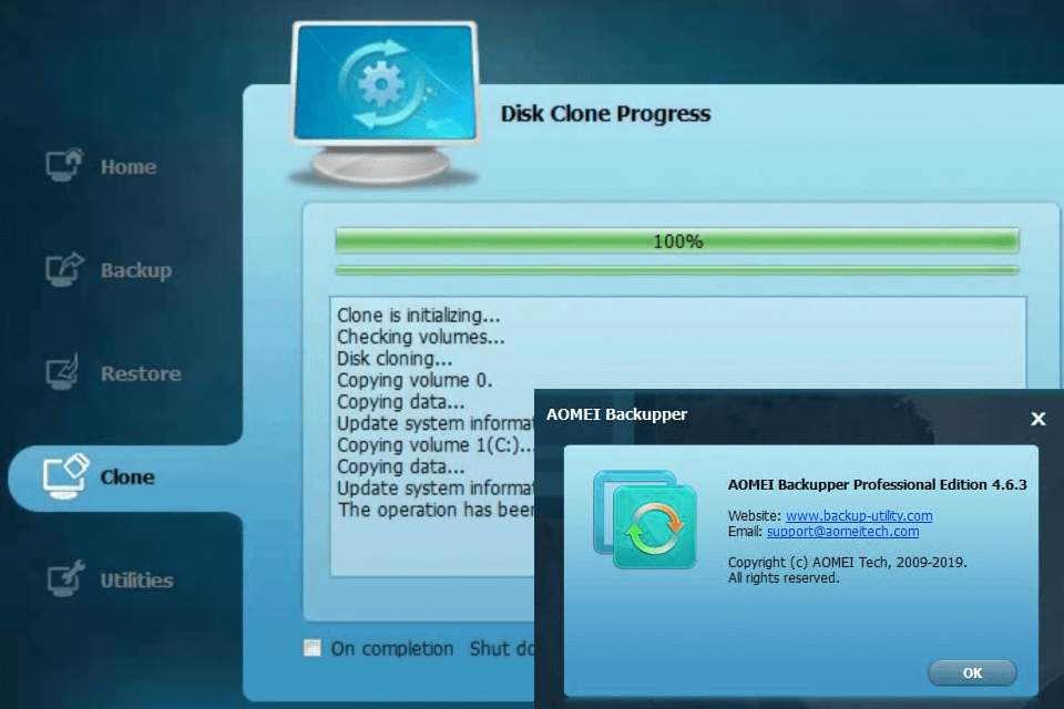 aomei backupper incremental backup software interface