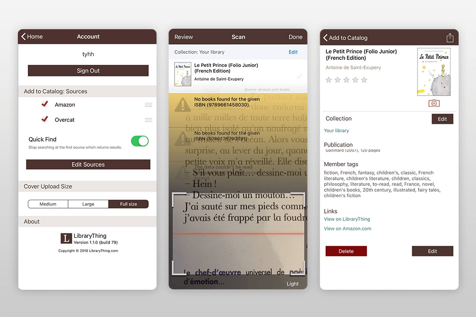 library thing home library apps interface