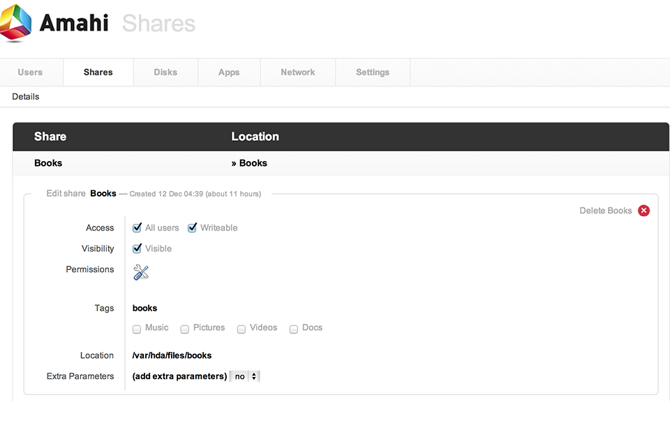 amahi nas software interface