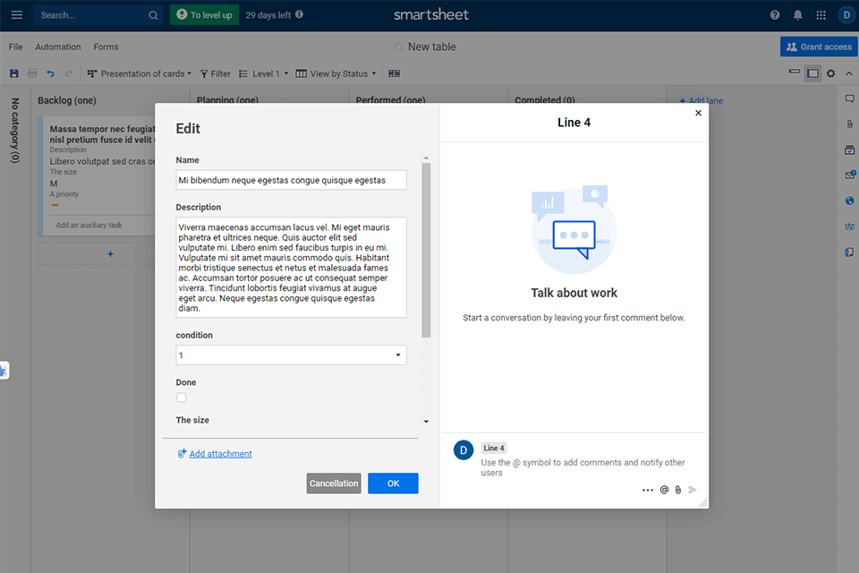 smartsheet personal project management software interface