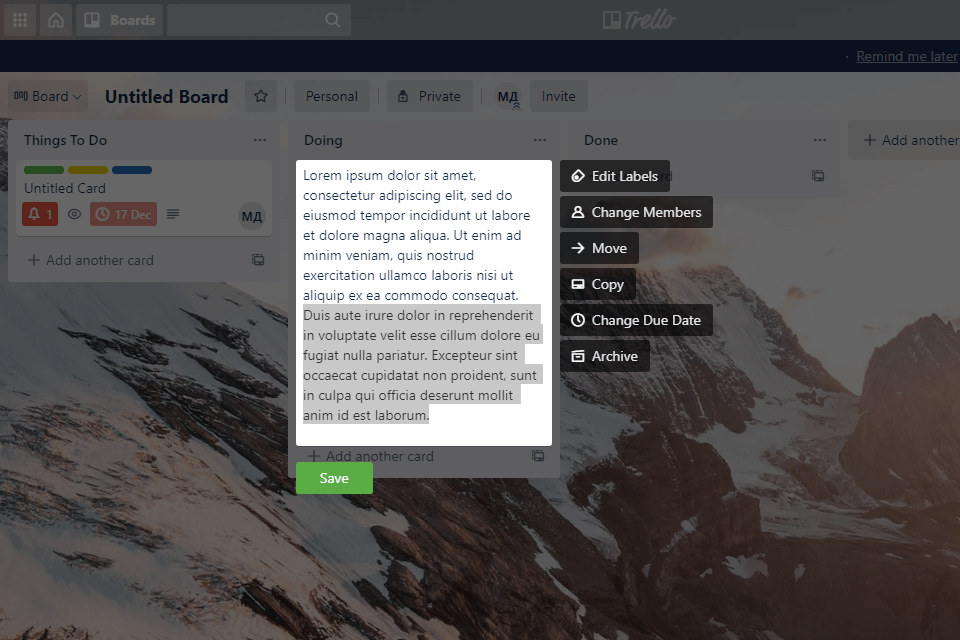 trello interface