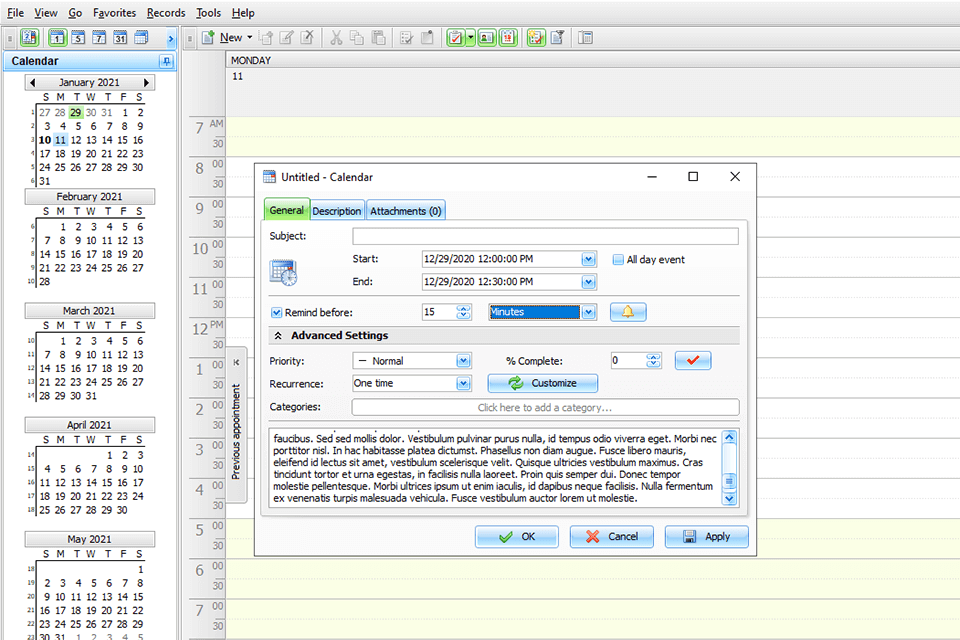 c-organizer interface address book software for windows