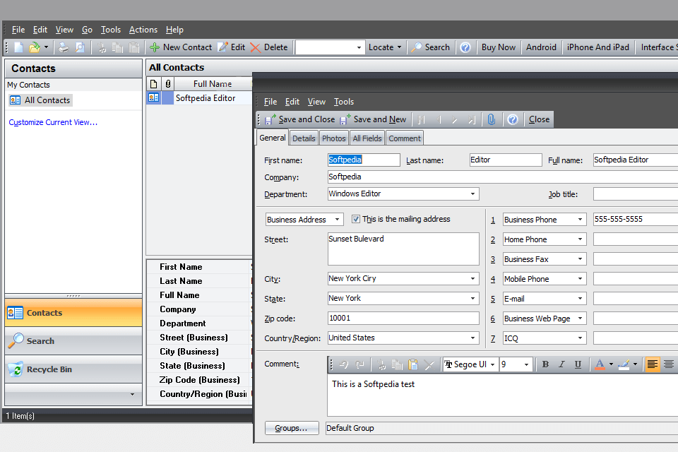 efficient address book interface software for windows