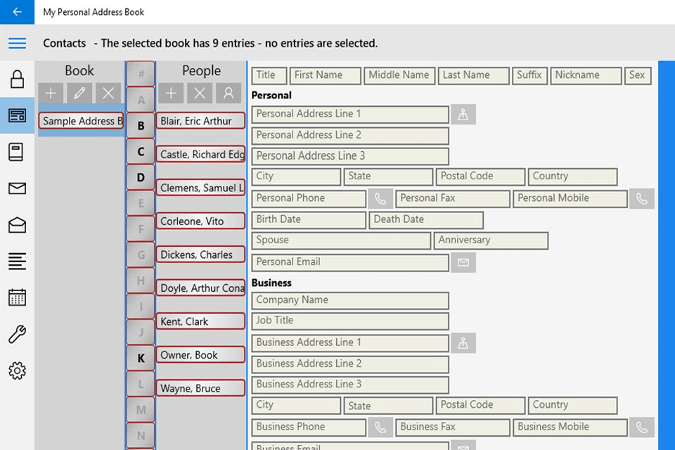 my personal address book interface software for windows