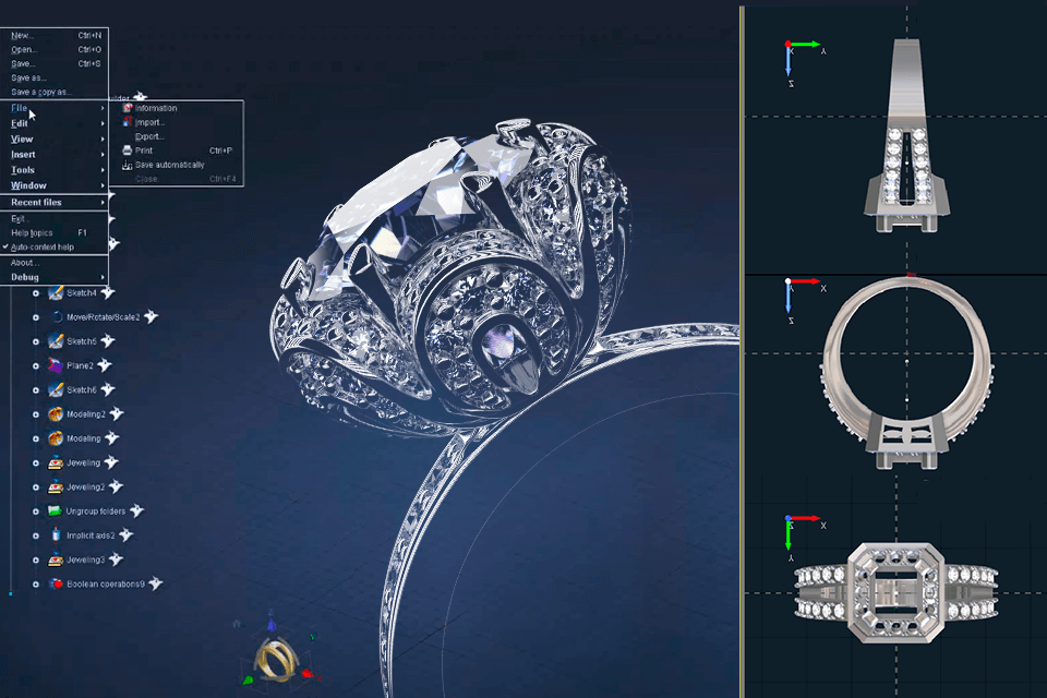 واجهة برنامج تصميم المجوهرات 3design