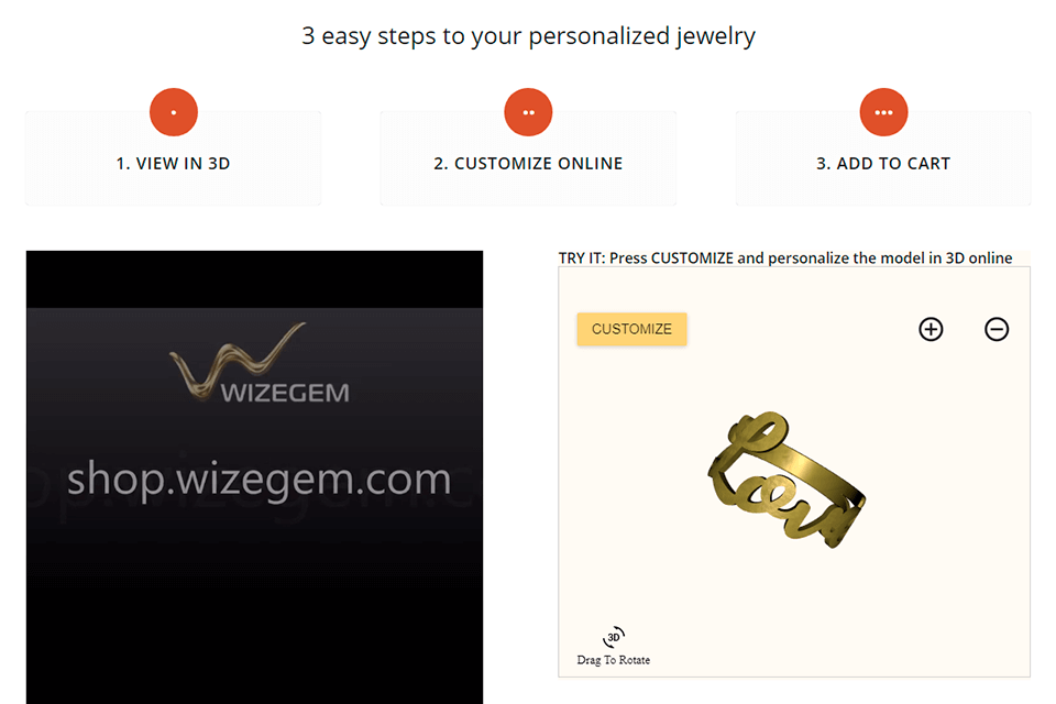 واجهة برنامج تصميم المجوهرات wizegem