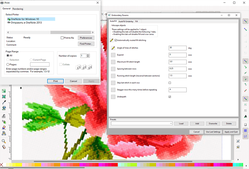 ink/stitch free embroidery software