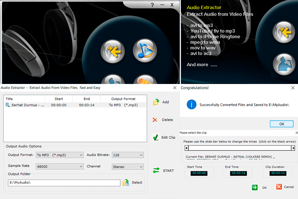 aoa audio extractor from video software interface