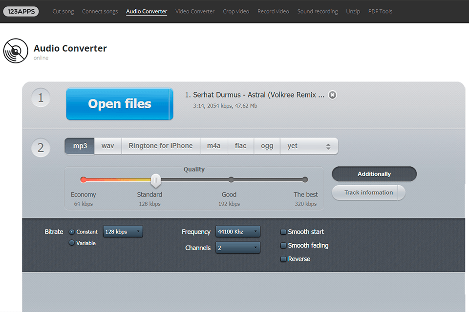 audio converter extract audio from video software interface