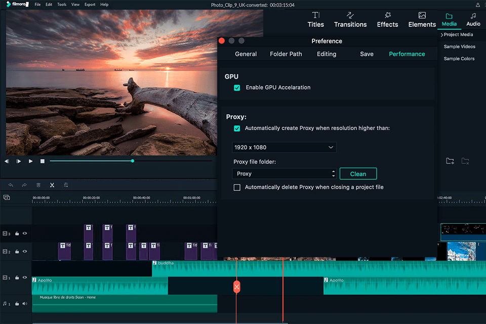 filmora9 extract audio from video software interface