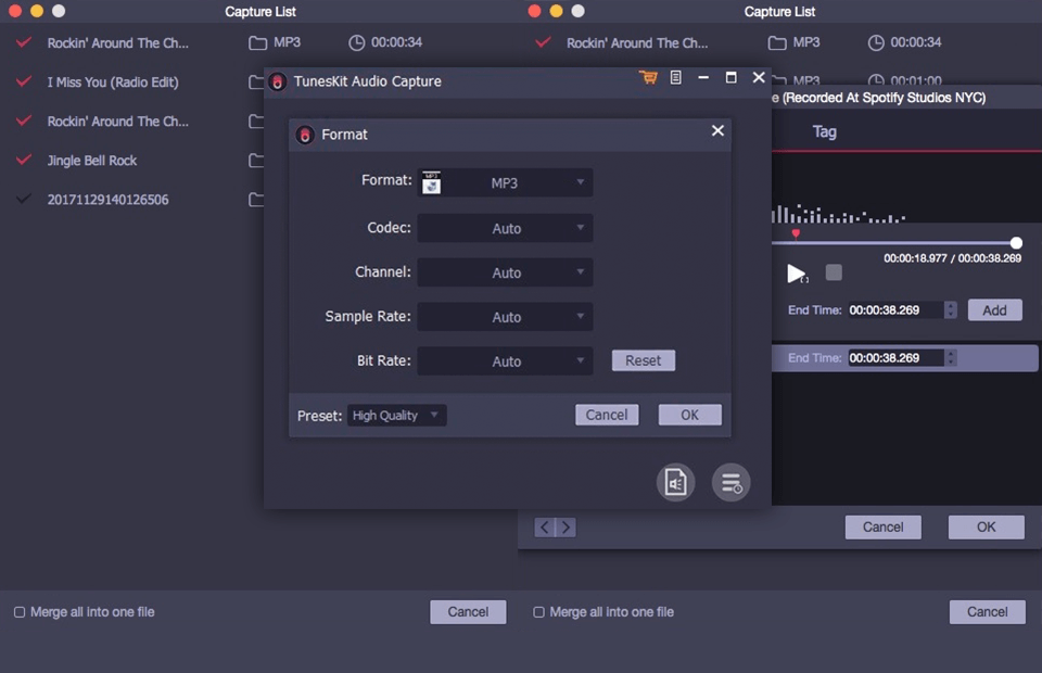 tuneskit audio capture extract audio from video software interface