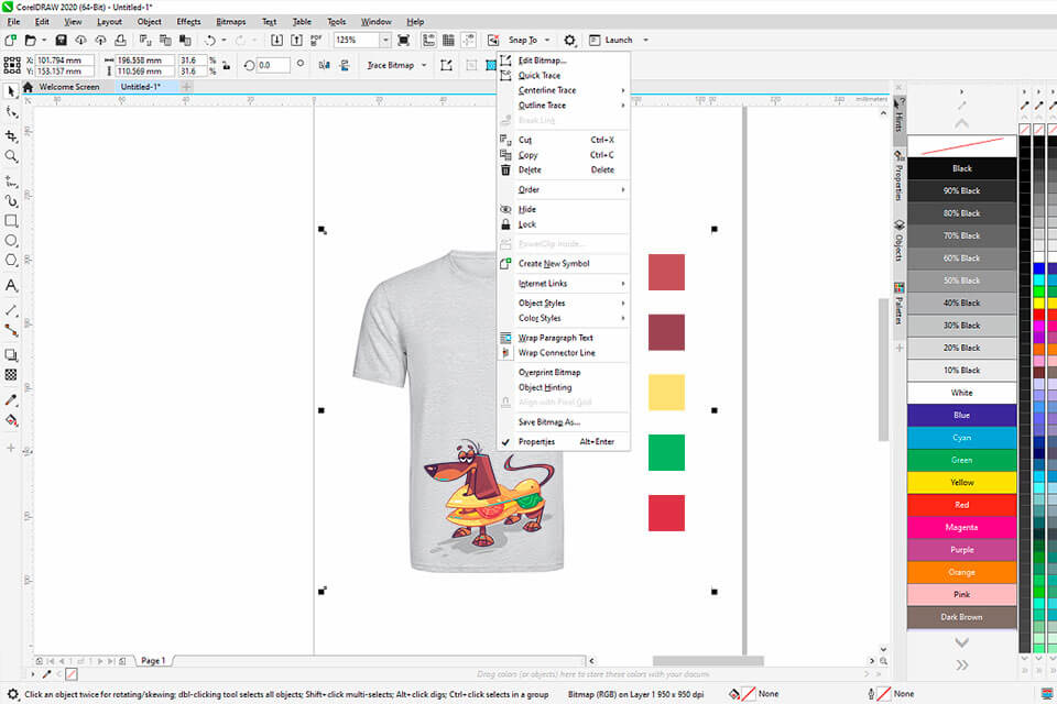 coreldraw t-shirt design software interface