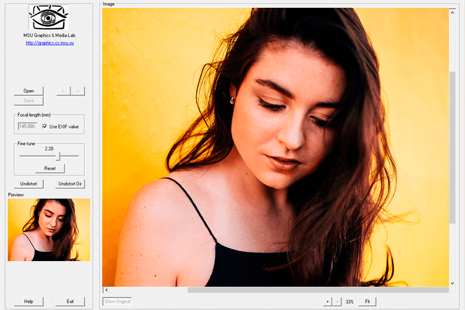 gml undistorter software to correct lens distortion interface
