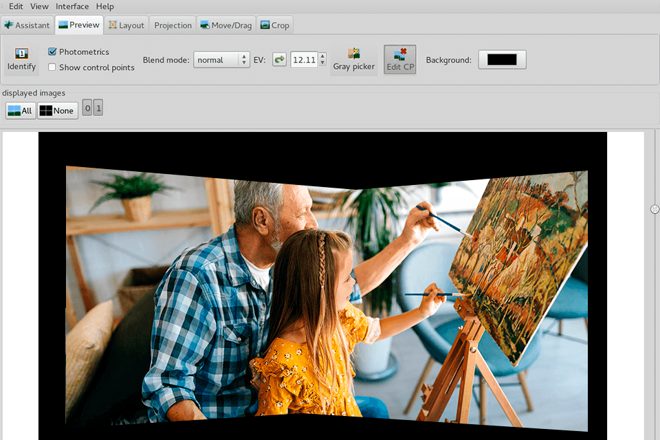 hugin software to correct lens distortion interface
