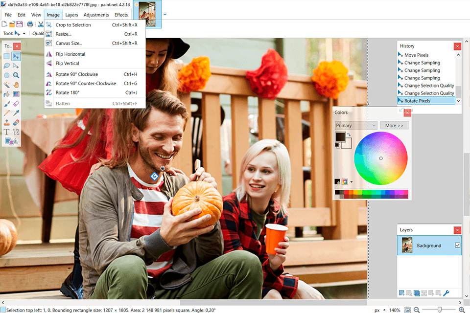 paintnet software to correct lens distortion interface