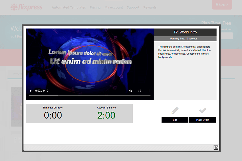 flixpress intro maker software interface