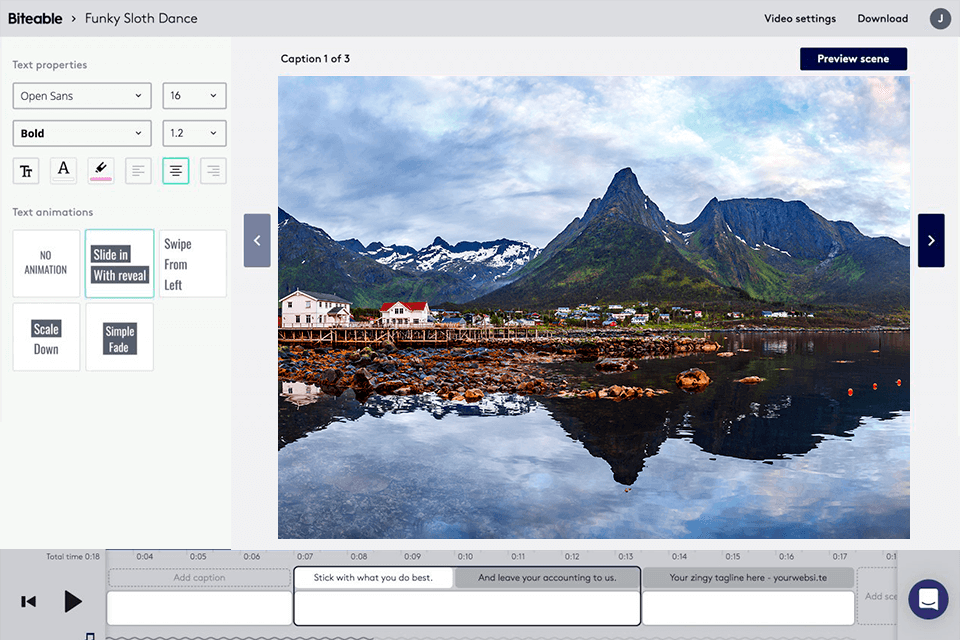 biteable video presentation software interface
