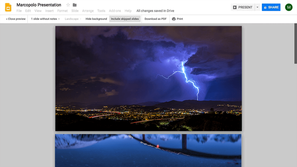 google slides video presentation software interface