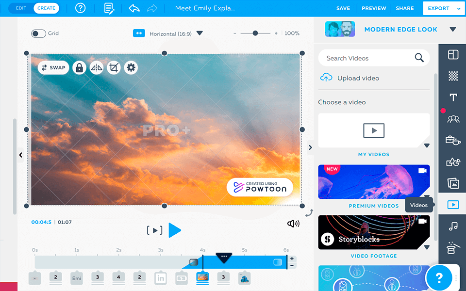 powtoon video presentation software interface