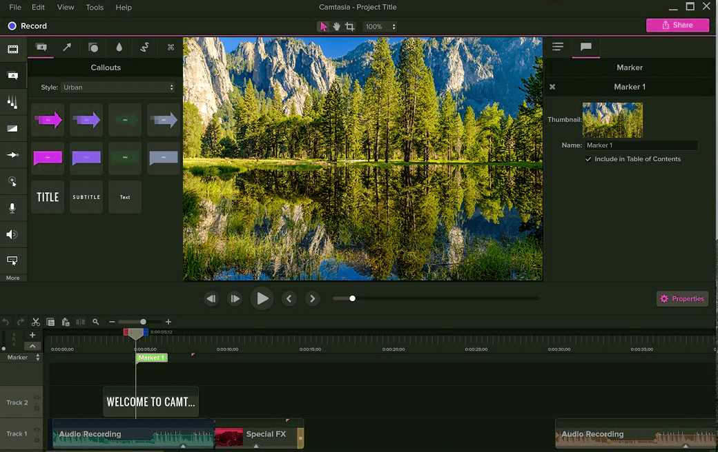 techsmith camtasia video presentation software interface