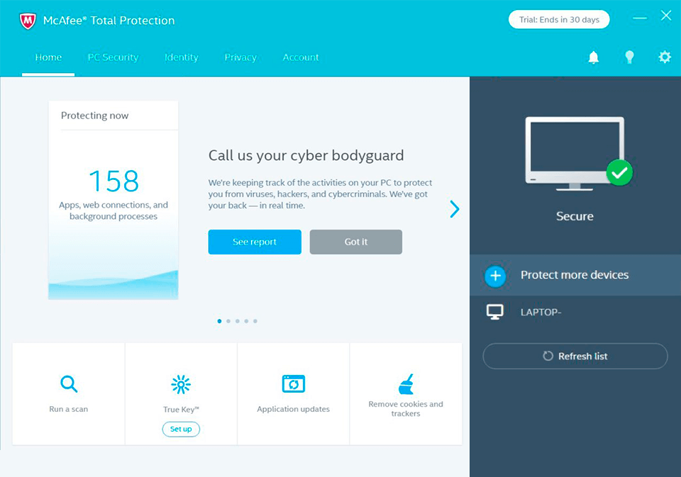 mcafee antivirus download interface