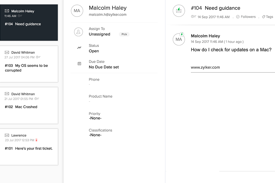 zoho desk customer service software