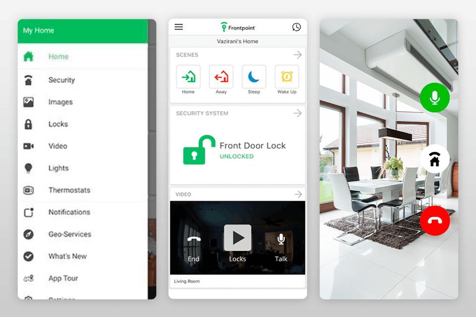 frontpoint safe home smart security system interface