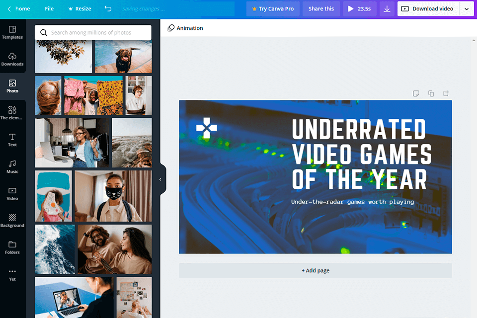 canva interface free intro maker no watermark