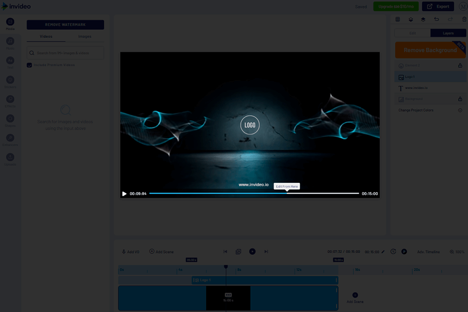 invideo interface free intro maker no watermark