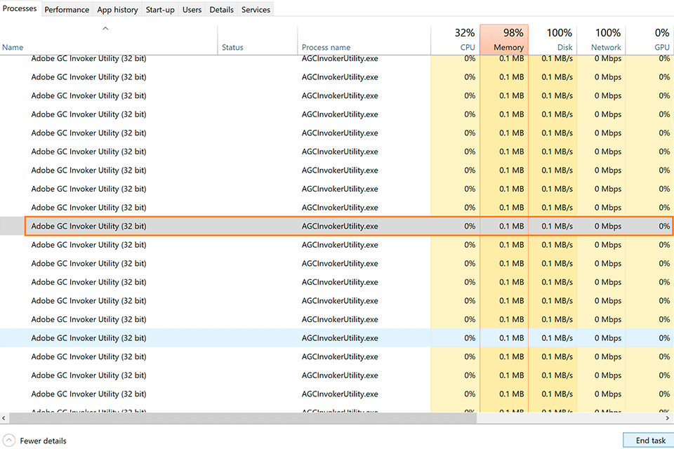 adobe gc invoker utility in task manager