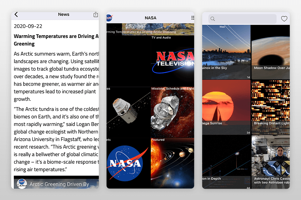 nasa stargazing app interface
